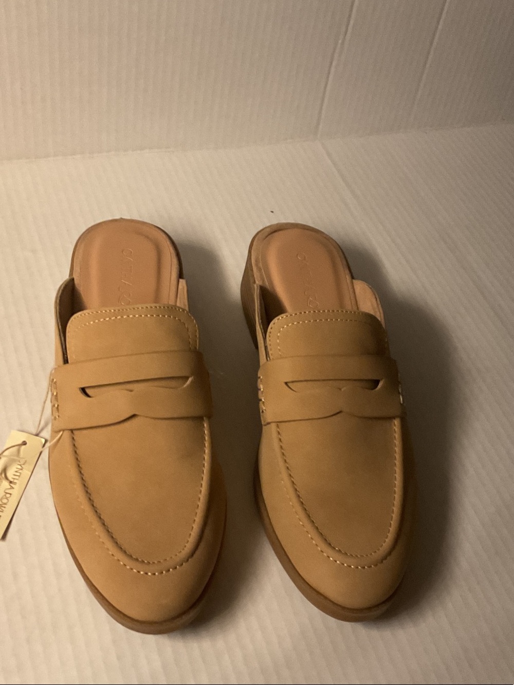 Cynthia Rowley Tan Slip-On Penny Loafer Mules